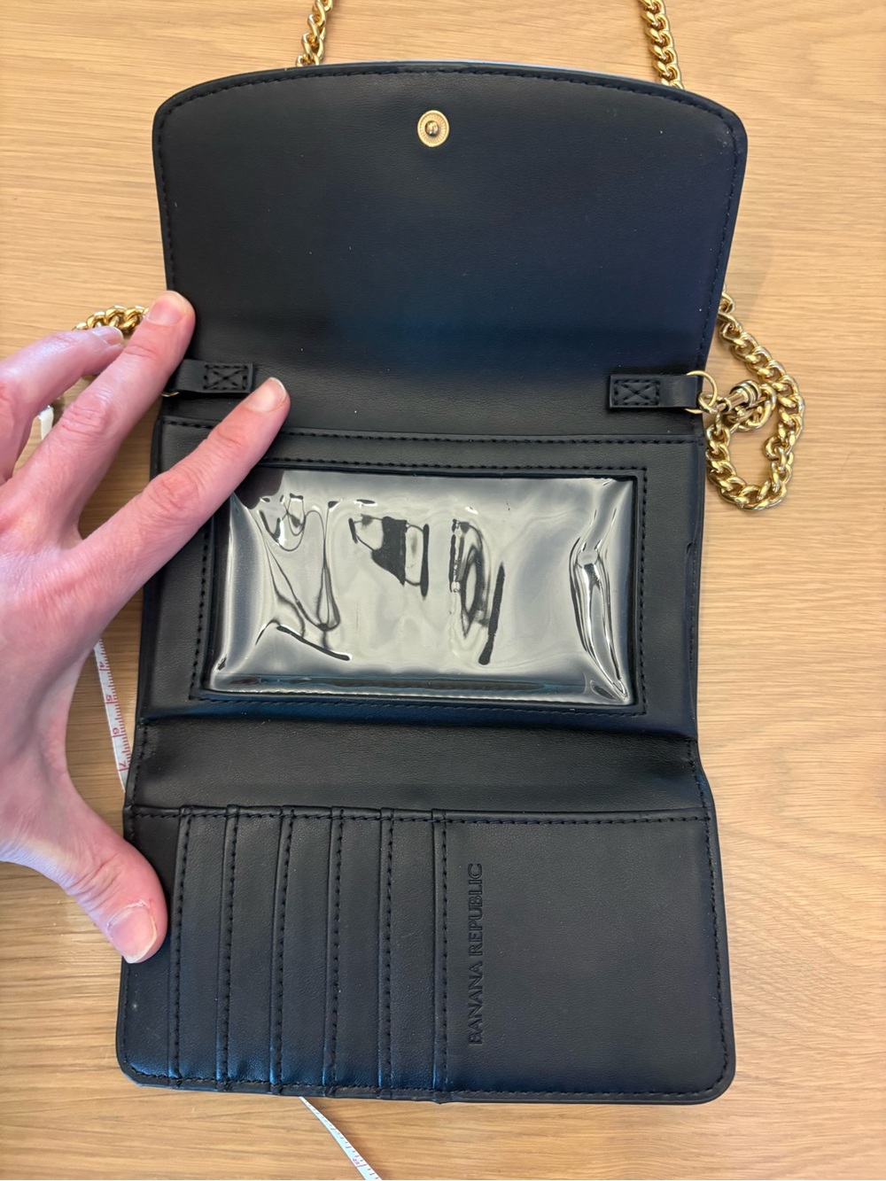 Banana Republic Black Leather Gold Chain Crossbody Wallet - Picture 6 of 6